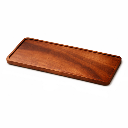 Wooden tray on a white background