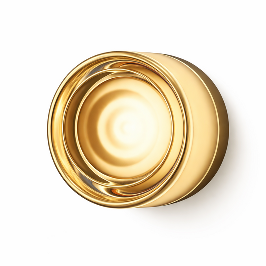 Gold circular object on a white background